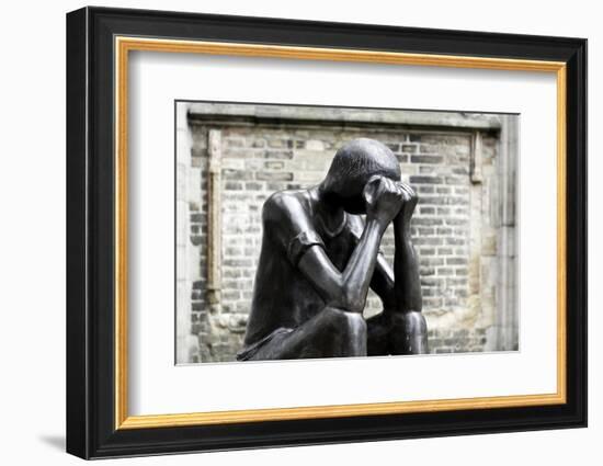 World War Monument, Sculpture, 'PrŸfung', Memorial St. Nikolai, Old Town, Hamburg, Germany-Axel Schmies-Framed Photographic Print