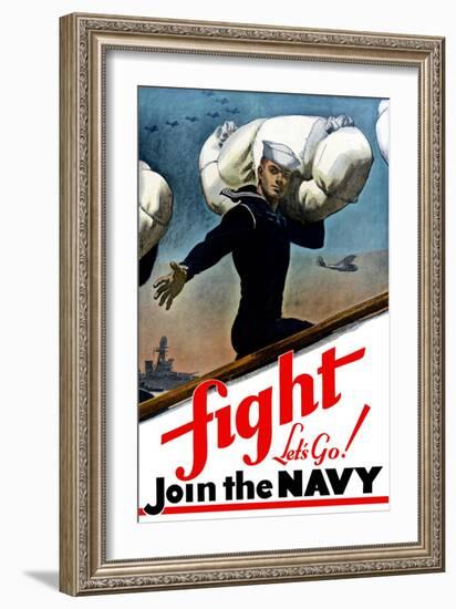 World War Two Poster of a United States Sailor Heading Off To War-Stocktrek Images-Framed Art Print