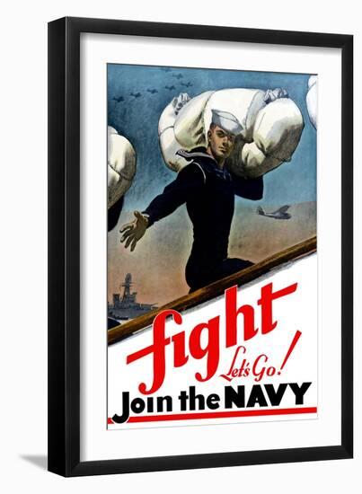 World War Two Poster of a United States Sailor Heading Off To War-Stocktrek Images-Framed Art Print