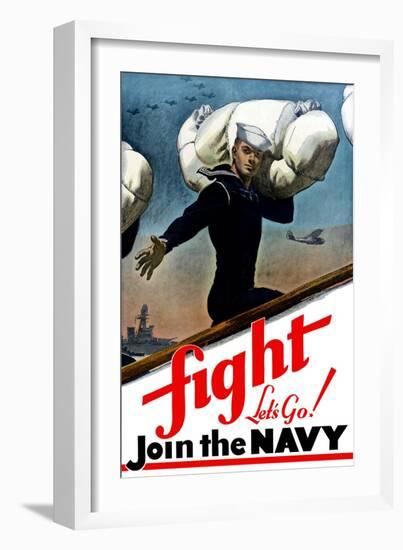 World War Two Poster of a United States Sailor Heading Off To War-Stocktrek Images-Framed Art Print