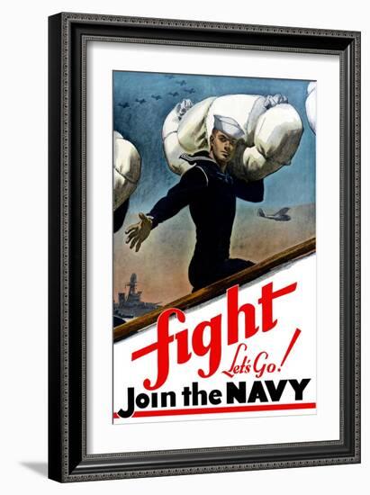 World War Two Poster of a United States Sailor Heading Off To War-Stocktrek Images-Framed Art Print