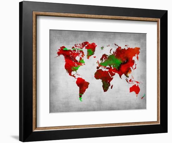 World Watercolor Map 11-NaxArt-Framed Art Print