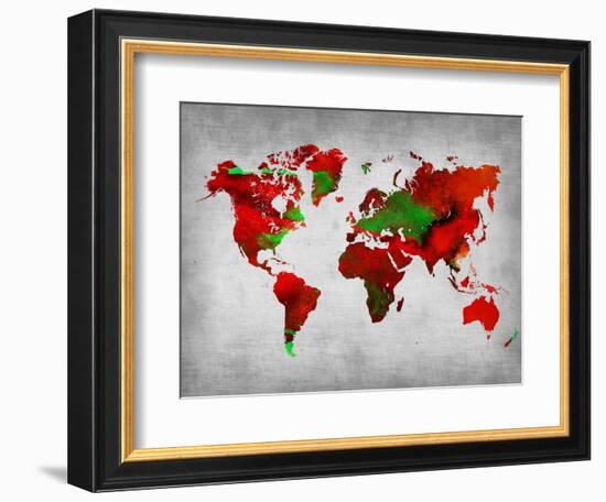 World Watercolor Map 11-NaxArt-Framed Art Print