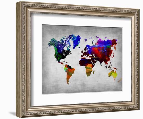 World Watercolor Map 12-NaxArt-Framed Art Print