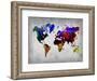 World Watercolor Map 12-NaxArt-Framed Art Print