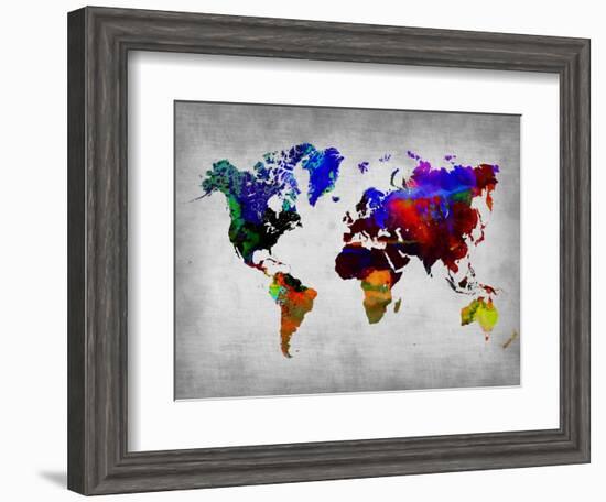 World Watercolor Map 12-NaxArt-Framed Art Print