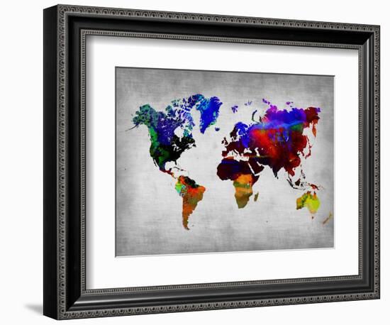 World Watercolor Map 12-NaxArt-Framed Art Print