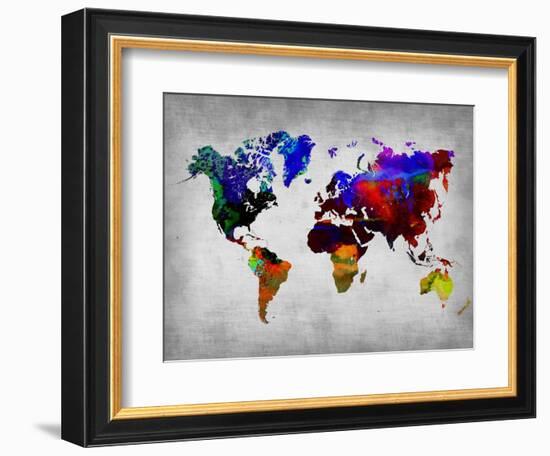 World Watercolor Map 12-NaxArt-Framed Art Print