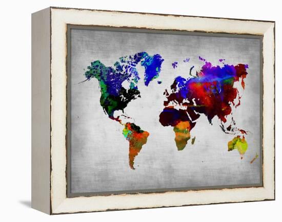 World Watercolor Map 12-NaxArt-Framed Stretched Canvas