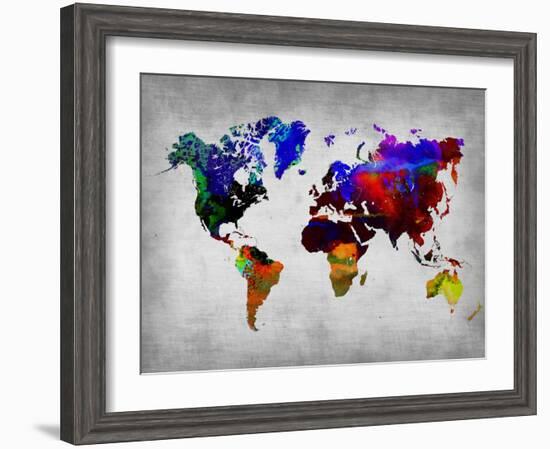 World Watercolor Map 12-NaxArt-Framed Art Print