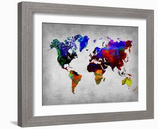 World Watercolor Map 12-NaxArt-Framed Art Print