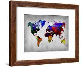 World Watercolor Map 12-NaxArt-Framed Art Print