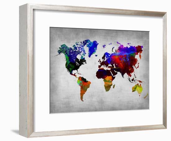 World Watercolor Map 12-NaxArt-Framed Art Print