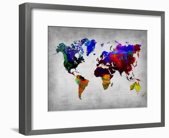 World Watercolor Map 12-NaxArt-Framed Art Print