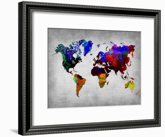 World Watercolor Map 12-NaxArt-Framed Art Print