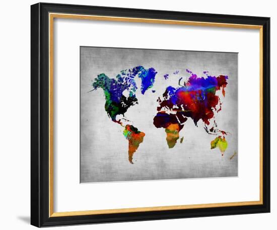 World Watercolor Map 12-NaxArt-Framed Art Print