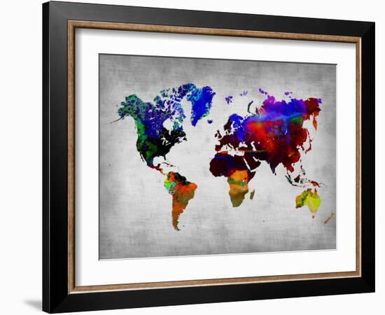 World Watercolor Map 12-NaxArt-Framed Art Print