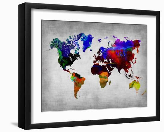 World Watercolor Map 12-NaxArt-Framed Art Print