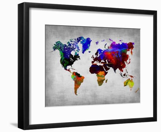 World Watercolor Map 12-NaxArt-Framed Art Print