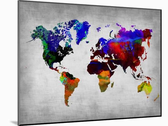 World Watercolor Map 12-NaxArt-Mounted Art Print