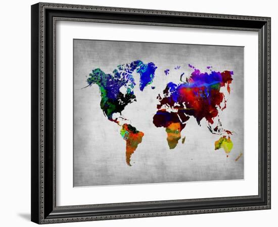 World Watercolor Map 12-NaxArt-Framed Art Print