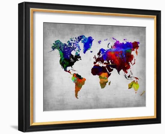 World Watercolor Map 12-NaxArt-Framed Art Print