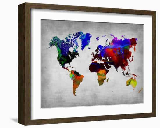 World Watercolor Map 12-NaxArt-Framed Art Print