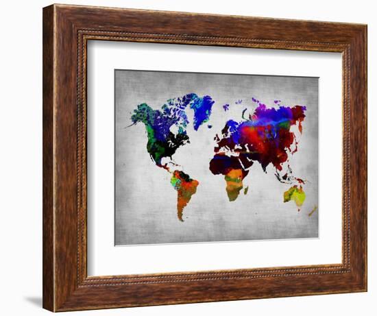 World Watercolor Map 12-NaxArt-Framed Art Print