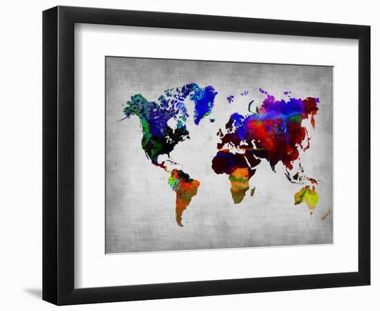 World Watercolor Map 12-NaxArt-Framed Art Print