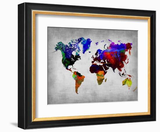 World Watercolor Map 12-NaxArt-Framed Art Print