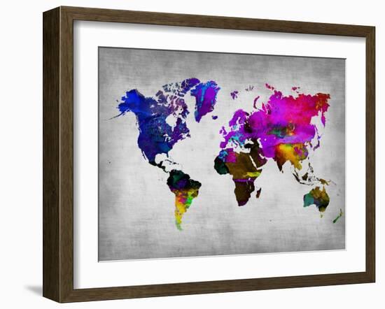 World Watercolor Map 13-NaxArt-Framed Art Print