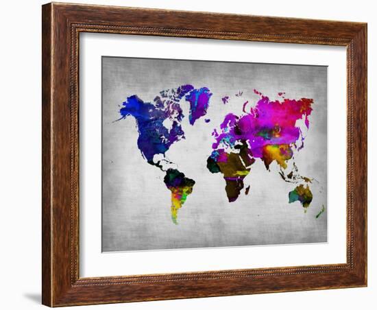 World Watercolor Map 13-NaxArt-Framed Art Print