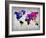 World Watercolor Map 13-NaxArt-Framed Art Print