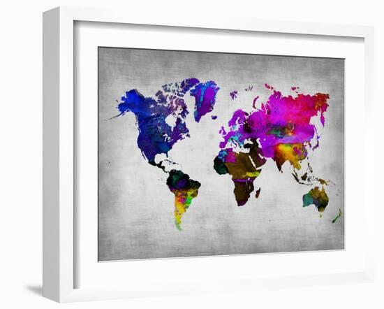 World Watercolor Map 13-NaxArt-Framed Art Print