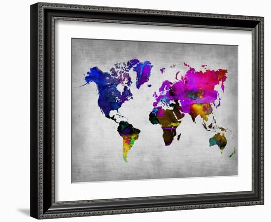 World Watercolor Map 13-NaxArt-Framed Art Print