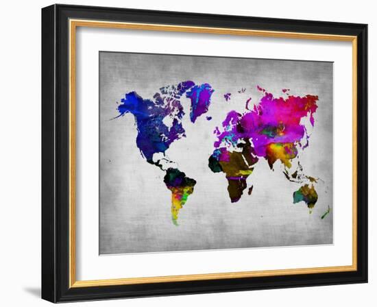 World Watercolor Map 13-NaxArt-Framed Art Print