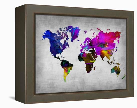 World Watercolor Map 13-NaxArt-Framed Stretched Canvas