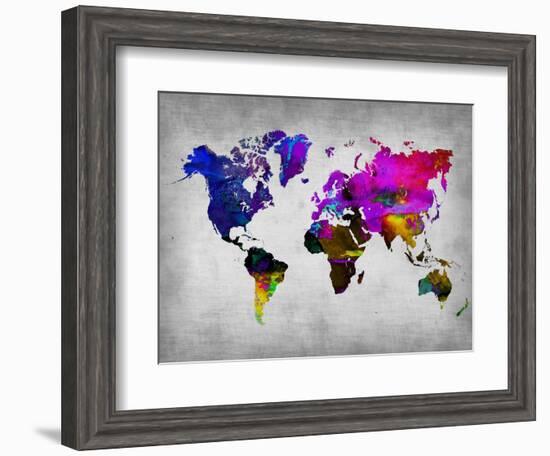 World Watercolor Map 13-NaxArt-Framed Art Print