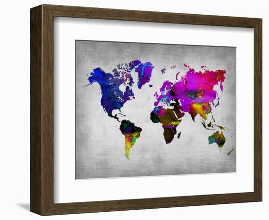 World Watercolor Map 13-NaxArt-Framed Art Print