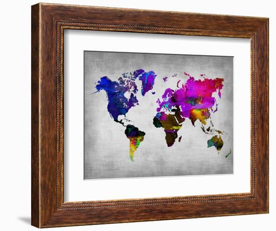 World Watercolor Map 13-NaxArt-Framed Art Print