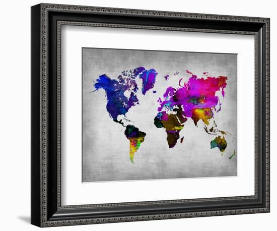 World Watercolor Map 13-NaxArt-Framed Art Print