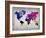 World Watercolor Map 13-NaxArt-Framed Art Print