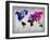 World Watercolor Map 13-NaxArt-Framed Art Print