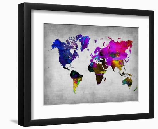 World Watercolor Map 13-NaxArt-Framed Art Print