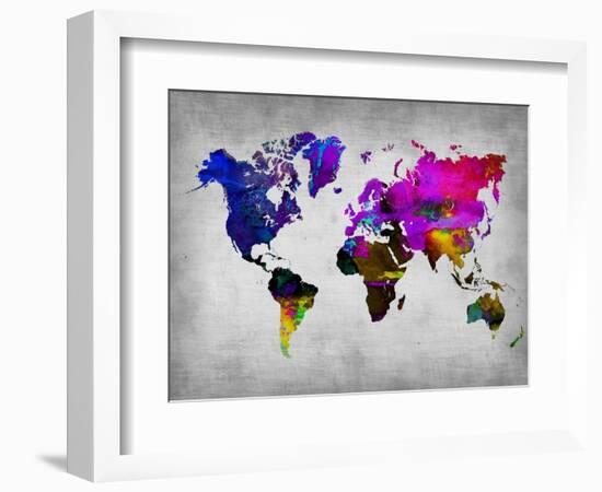 World Watercolor Map 13-NaxArt-Framed Art Print