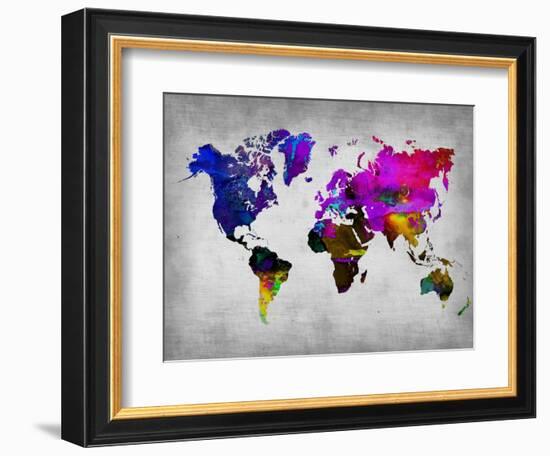 World Watercolor Map 13-NaxArt-Framed Art Print