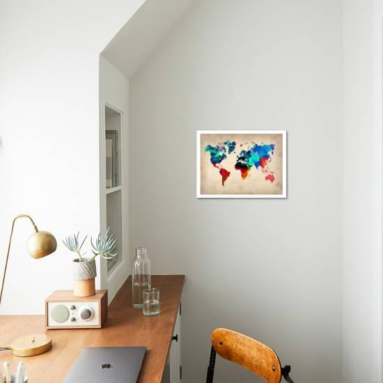 World Watercolor Map 1 Art Print Naxart Art Com
