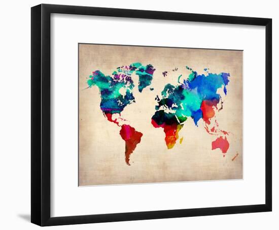 World Watercolor Map 1-NaxArt-Framed Art Print