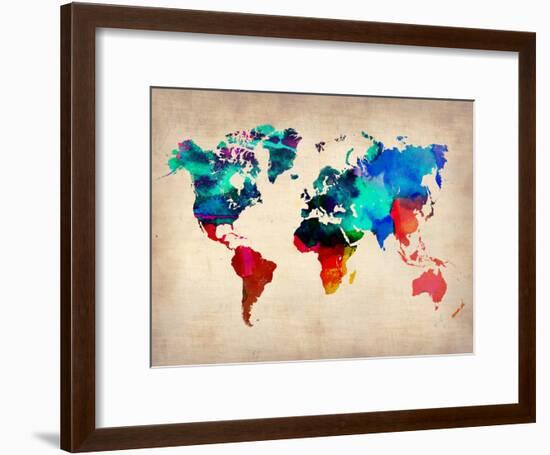 World Watercolor Map 1-NaxArt-Framed Art Print