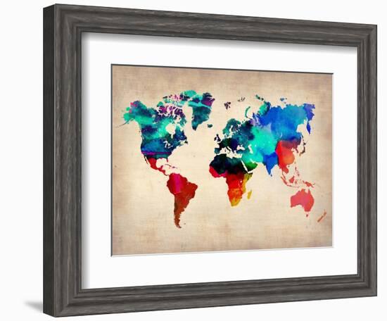 World Watercolor Map 1-NaxArt-Framed Art Print